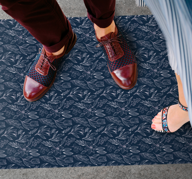 çiçek lacivert şıklığı çiçekler ve bitkiler pvc halı - TenStickers