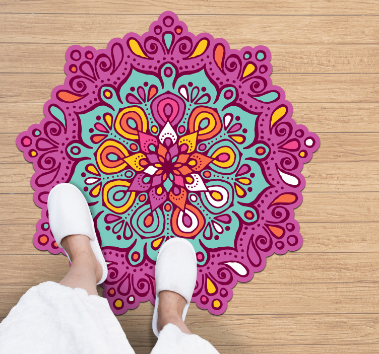 çiçek mandala vinil kilim - TenStickers