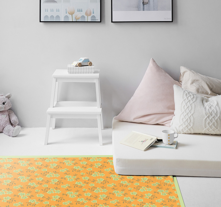 çiçek motifli yüzey çiçekler ve bitkiler pvc halı - TenStickers