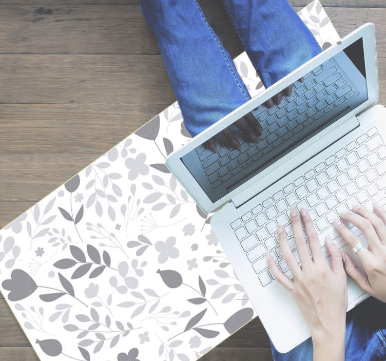 çiçek siluet çiçekler ve bitkiler pvc halı - TenStickers