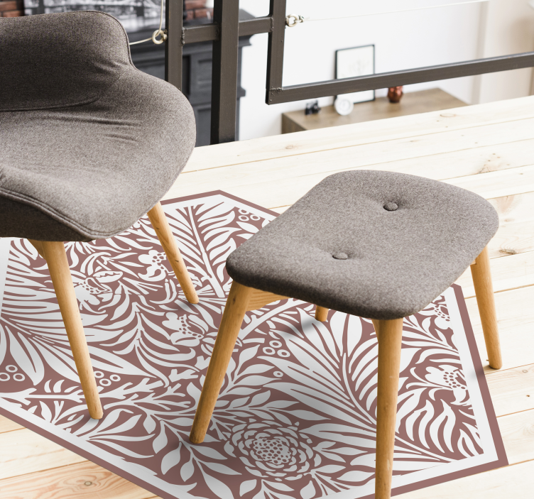 çiçek simetrisi altıgen çiçekler ve bitkiler pvc halı - TenStickers