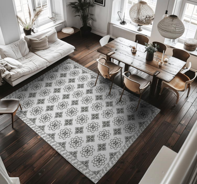 çiçek vintage tasarım yemek odasi pvc halı - TenStickers