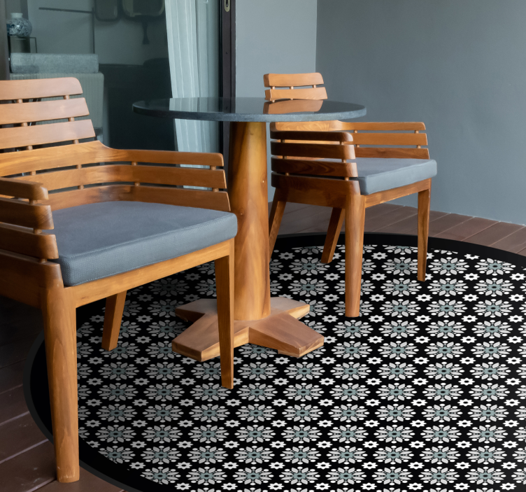 çiçek yuvarlak desenli çiçekler ve bitkiler pvc halı - TenStickers