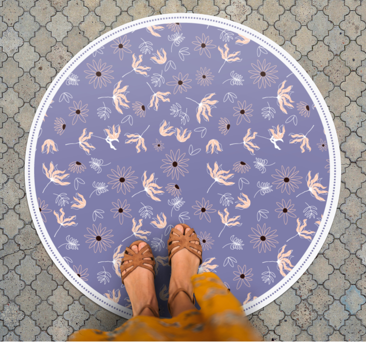 çiçekli mor desen çiçekler ve bitkiler pvc halı - TenStickers