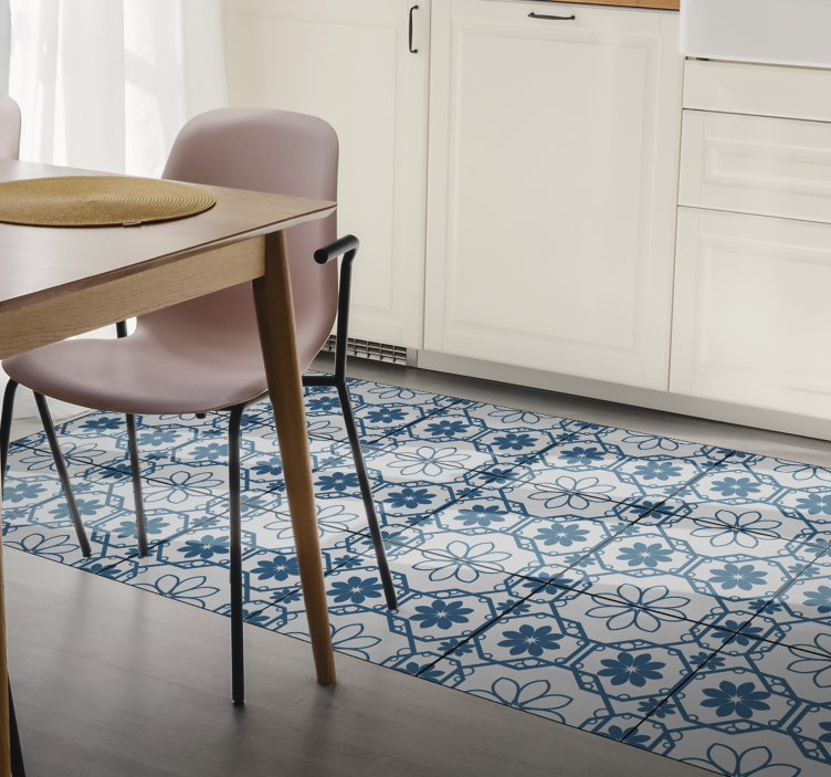 çiçekli mozaik karo fayans efekti pvc halı - TenStickers