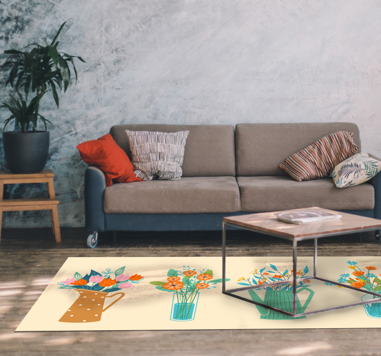 çiçekli orta parça sergisi çiçekler ve bitkiler pvc halı - TenStickers