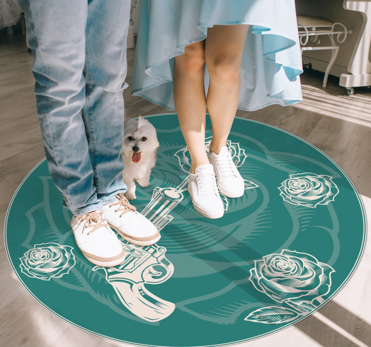 çiçekli tabanca çiçekler ve bitkiler pvc halı - TenStickers