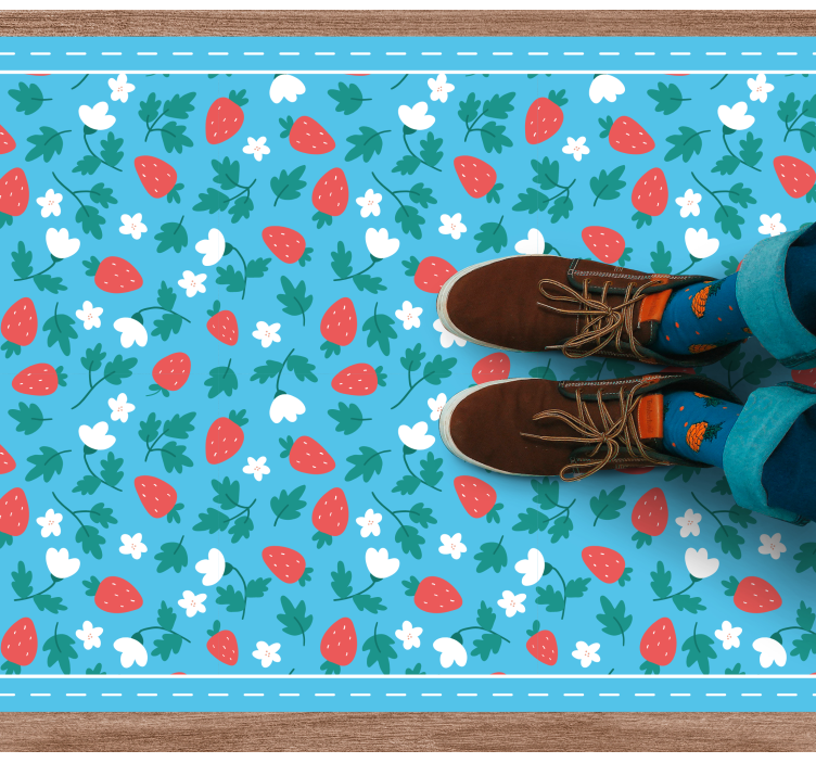 çilek çiçek motifi mutfak pvc halı - TenStickers