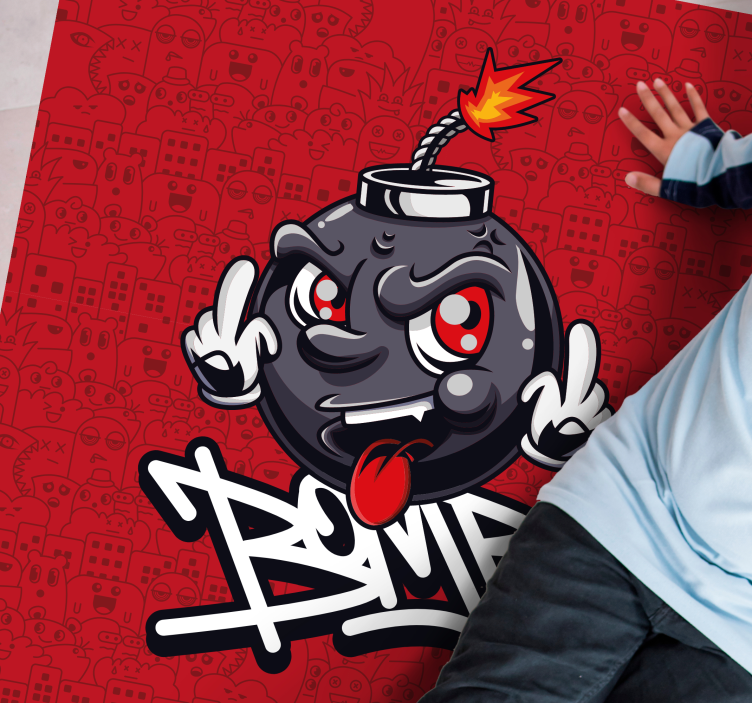 çizgi film bomba karakteri gençler pvc halı - TenStickers