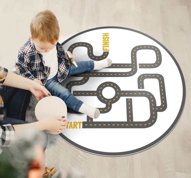 şehir ile muhteşem yuvarlak çocuklar vinil halı - TenStickers