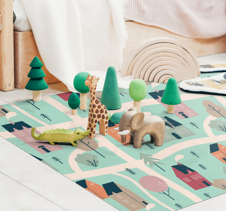 çocuklar köy oynuyor çocukta pvc halı - TenStickers