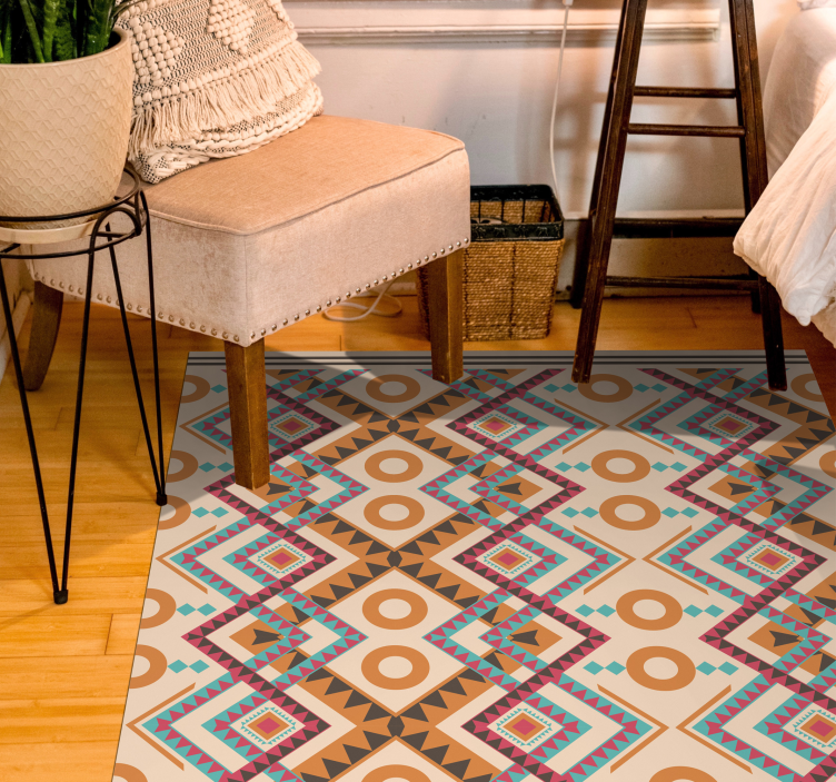 çok renkli elmas desen etnik kilim - TenStickers