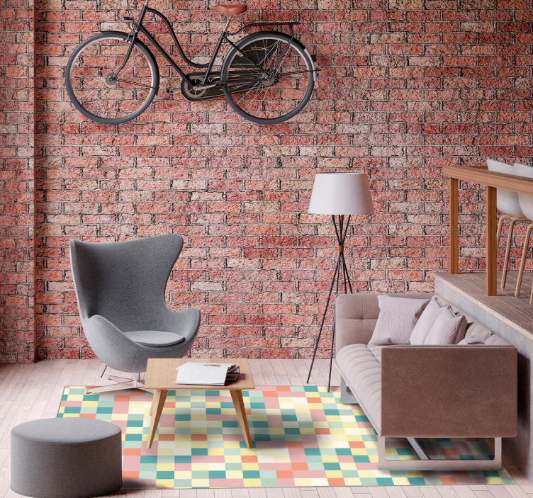 çok renkli ızgara çizgili pvc halı - TenStickers