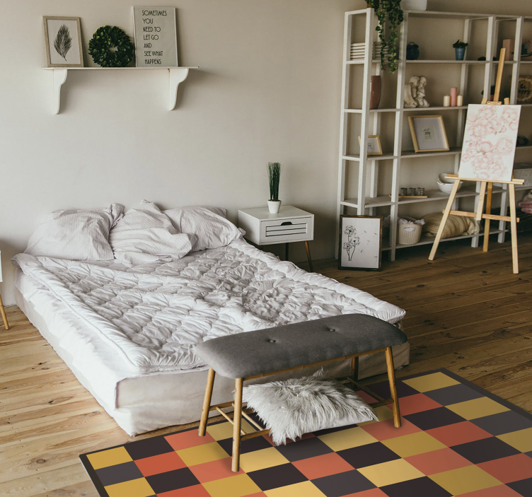 çok renkli kare tasarım modern halı - TenStickers