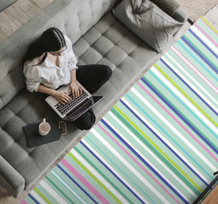 çok renkli zarif desenler çizgili pvc halı - TenStickers