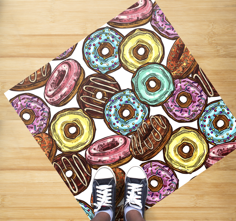 Donuts arka plan kare vinil halı - TenStickers