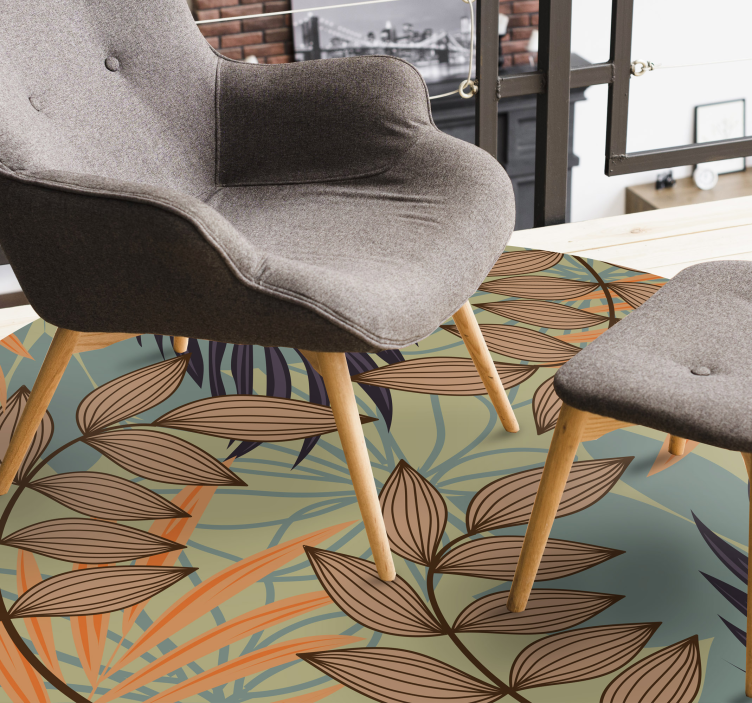 Dallarda yapraklar çiçek vinil kilim - TenStickers