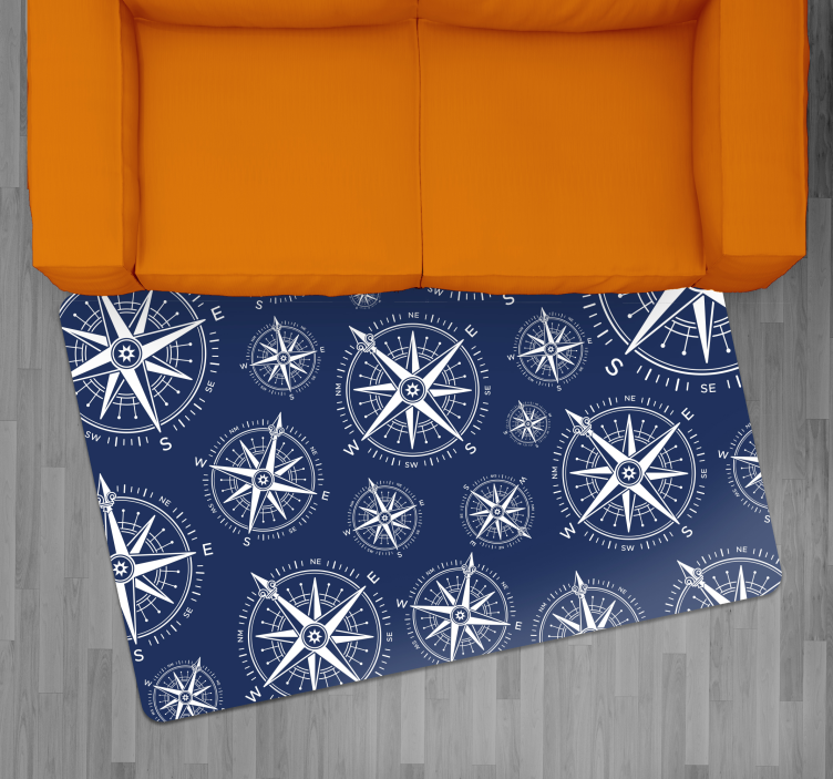 Deniz pusulası deseni dünya haritası pvc halı - TenStickers