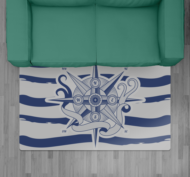 Deniz pusulası dünya haritası pvc halı - TenStickers