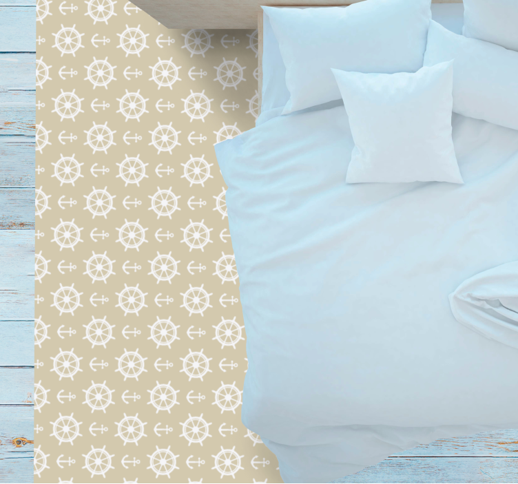 Deniz pusulası motifi oturma odası pvc halı - TenStickers