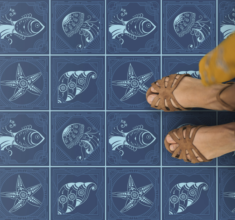 Deniz yaşamı tasarımı banyo pvc halı - TenStickers