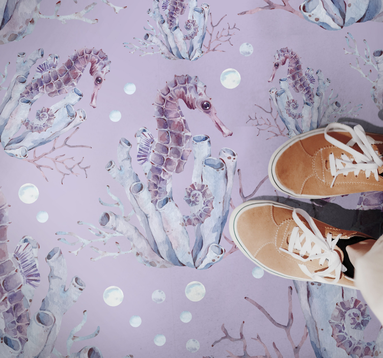 Denizatı mercan tasarımı banyo pvc halı - TenStickers