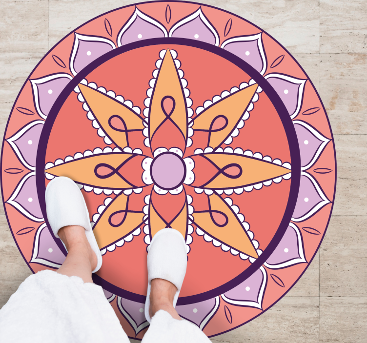 Basit pembe motif mandala pvc halı - TenStickers