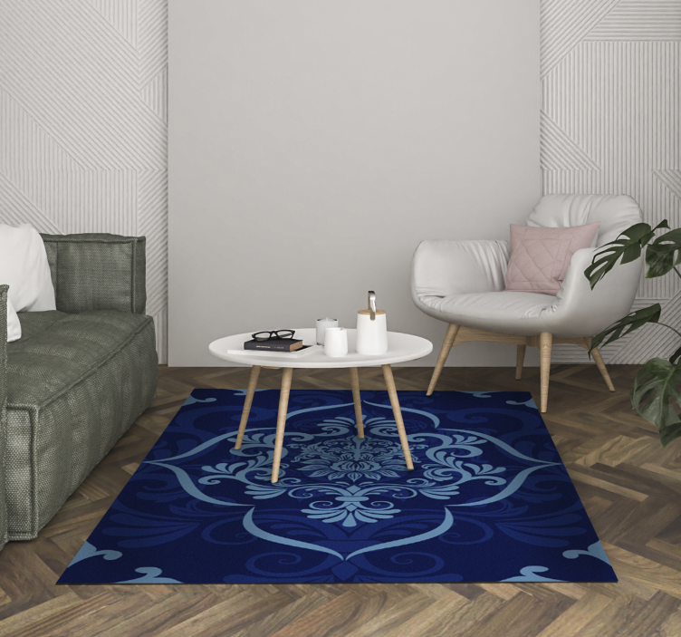 Dikdörtgen mavi mandala vintage vinil kilim - TenStickers