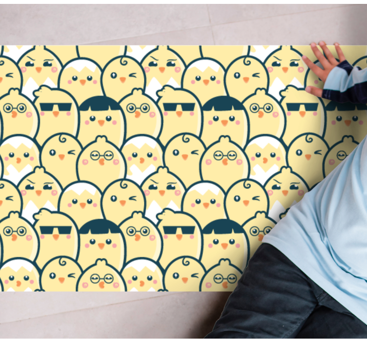 Dikişsiz desen sarı civciv hayvan halısı - TenStickers