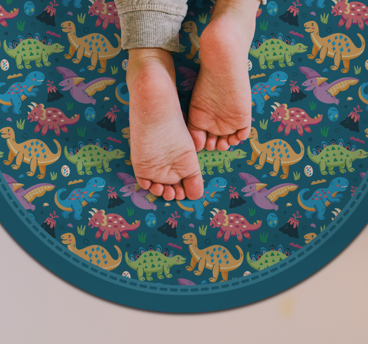 Dinozor dairesel desen çocukta pvc halı - TenStickers