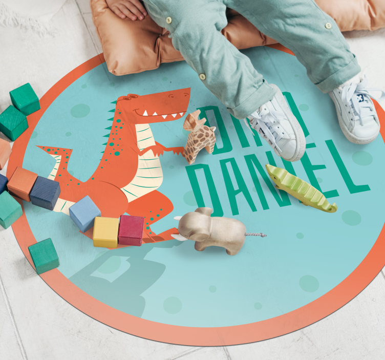 Dinozor özelleştirilebilir daire pvc halı - TenStickers