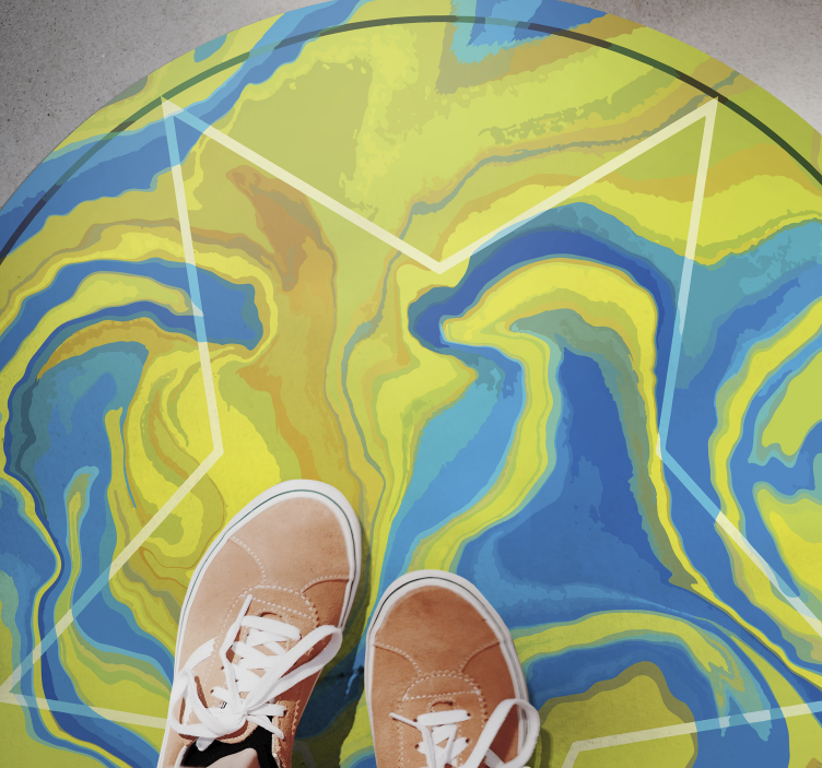 Mavi ve sarı yıldız doku efektli pvc halı - TenStickers