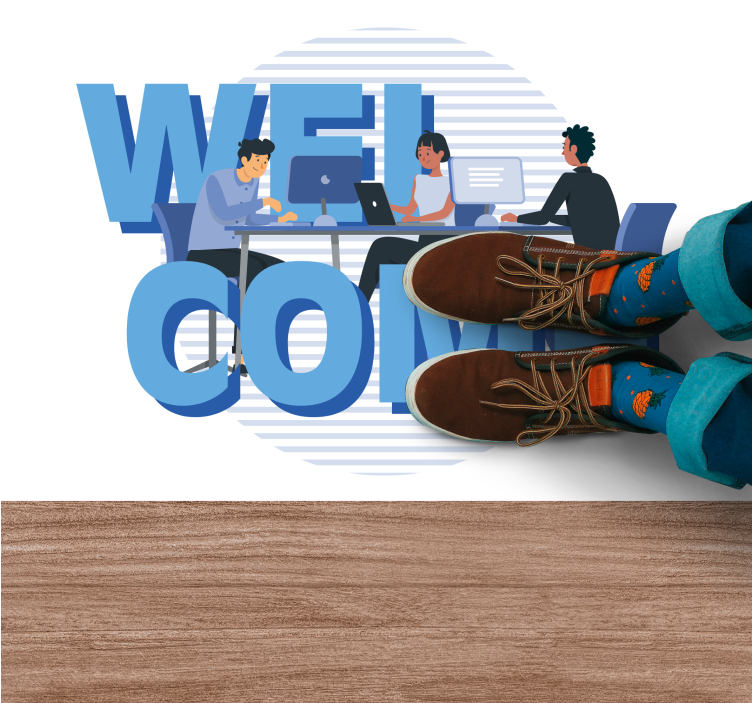 Dost canlısı ofis karşılaması cümleleri ile pvc halı - TenStickers