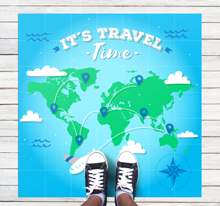 Dünya haritası keşfi dünya haritası pvc halı - TenStickers