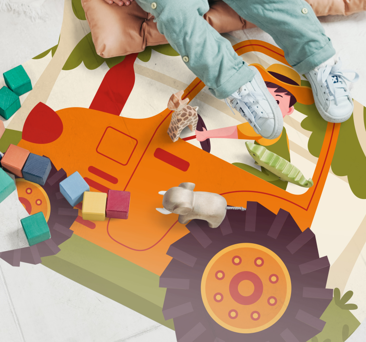 Düz turuncu traktör çocuklar vinil kilim - TenStickers