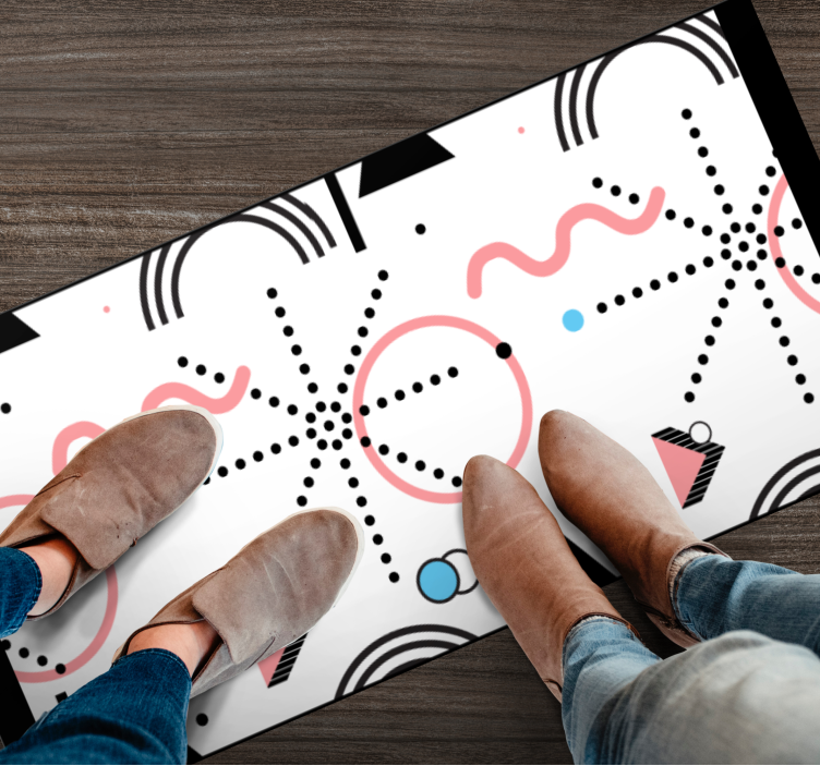 Beyaz geometrik desen modern pvc halı - TenStickers