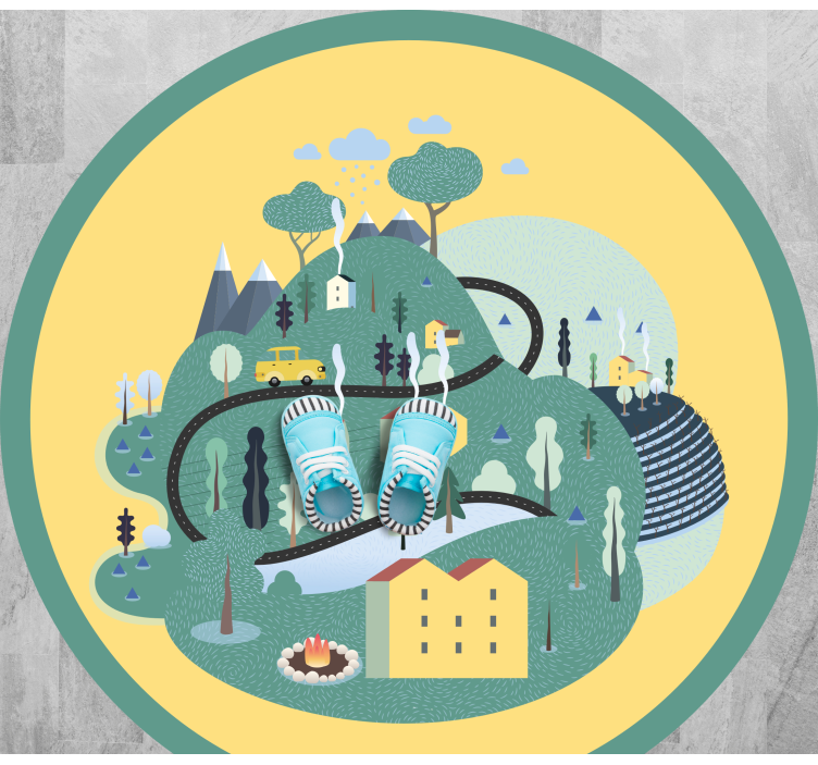 Eğlenceli manzara yolculuğu yollar pvc halı - TenStickers