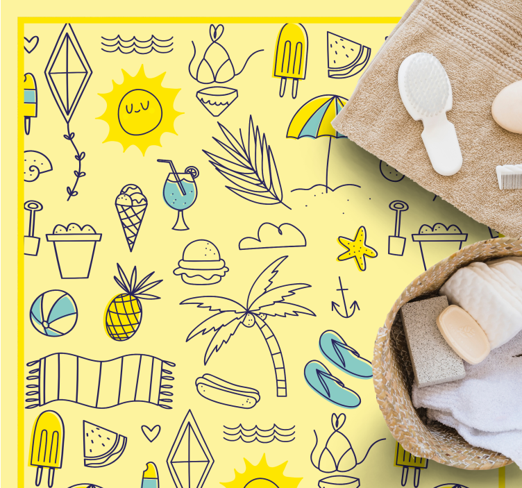 Elle çizilmiş basit yaz deseni modern halı - TenStickers