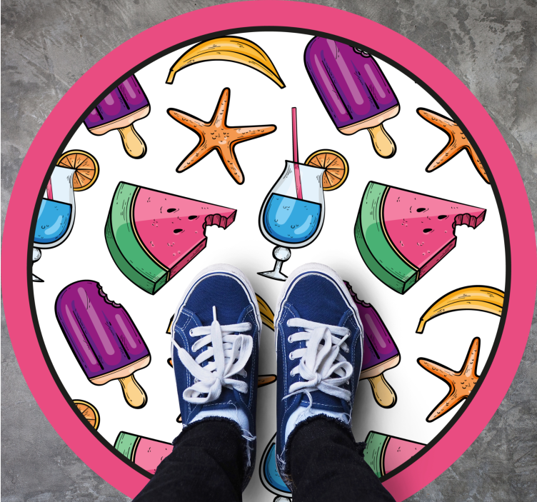 Elle çizilmiş yaz karpuz desen modern halı - TenStickers