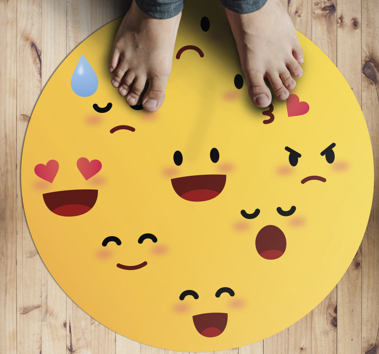 Emoji çocuklar vinil zemin kilim yüzleri - TenStickers