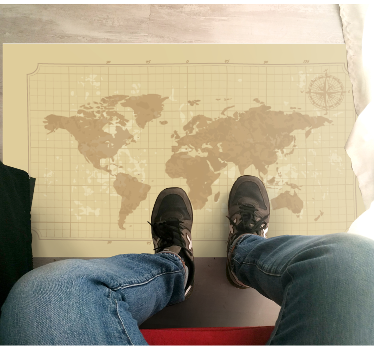 Eski grafik harita dünya haritası pvc halı - TenStickers