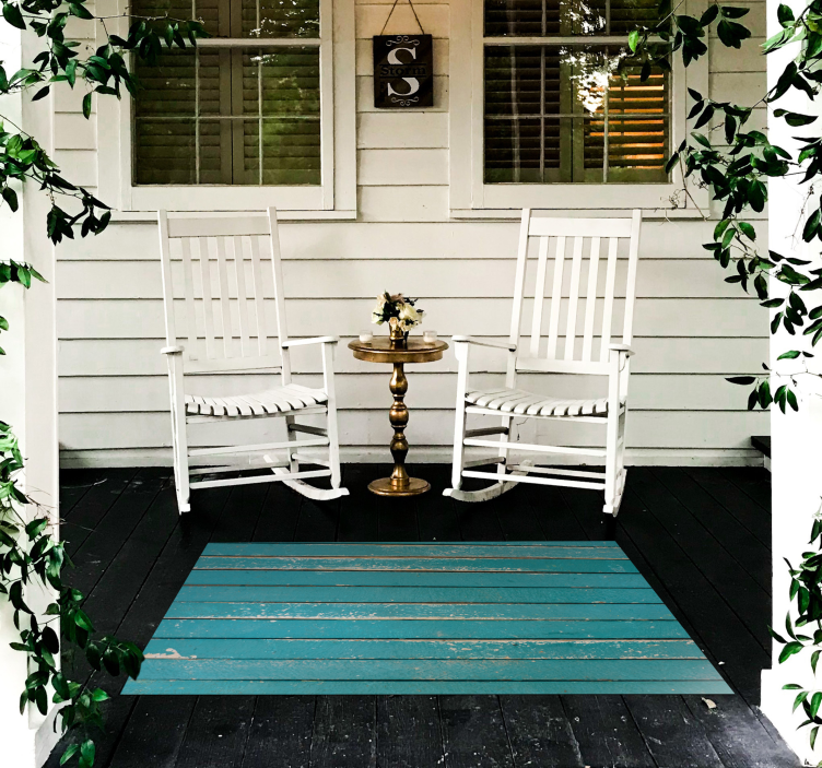 Eski mavi ahşap efektli vinil halı - TenStickers