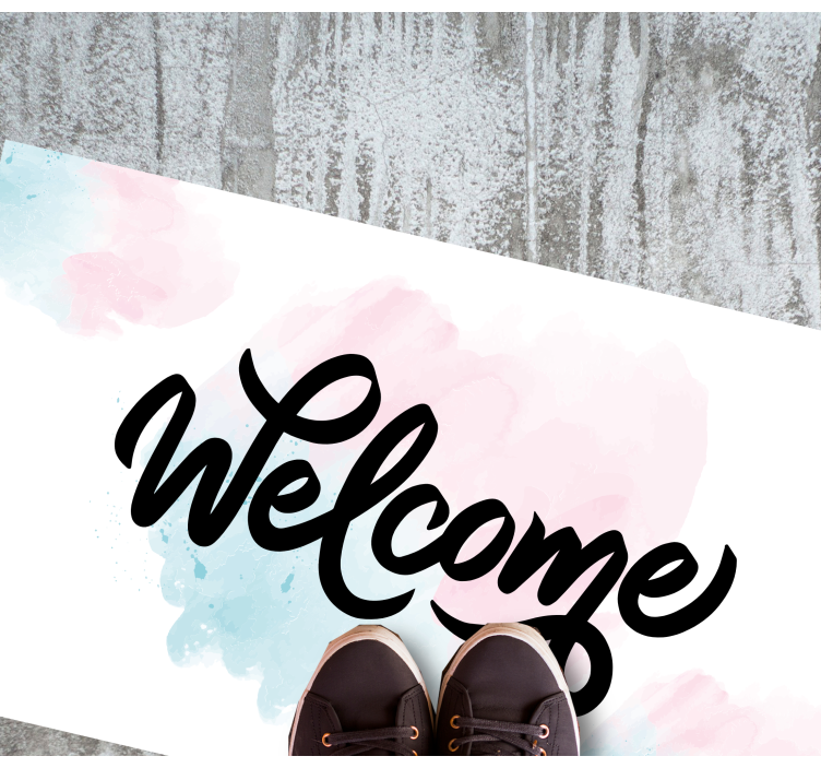 Suluboya hoş geldiniz giriş salonu pvc halı - TenStickers