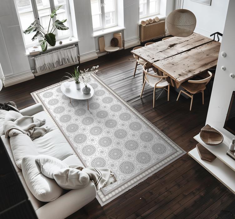 Fas açık gri tasarımı yemek odasi pvc halı - TenStickers