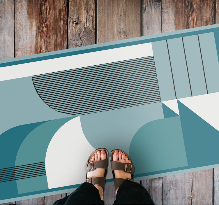 Mavi soyut geometrik şekiller modern pvc halı - TenStickers