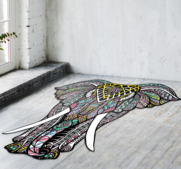 Harika fil mandala vinil halı - TenStickers