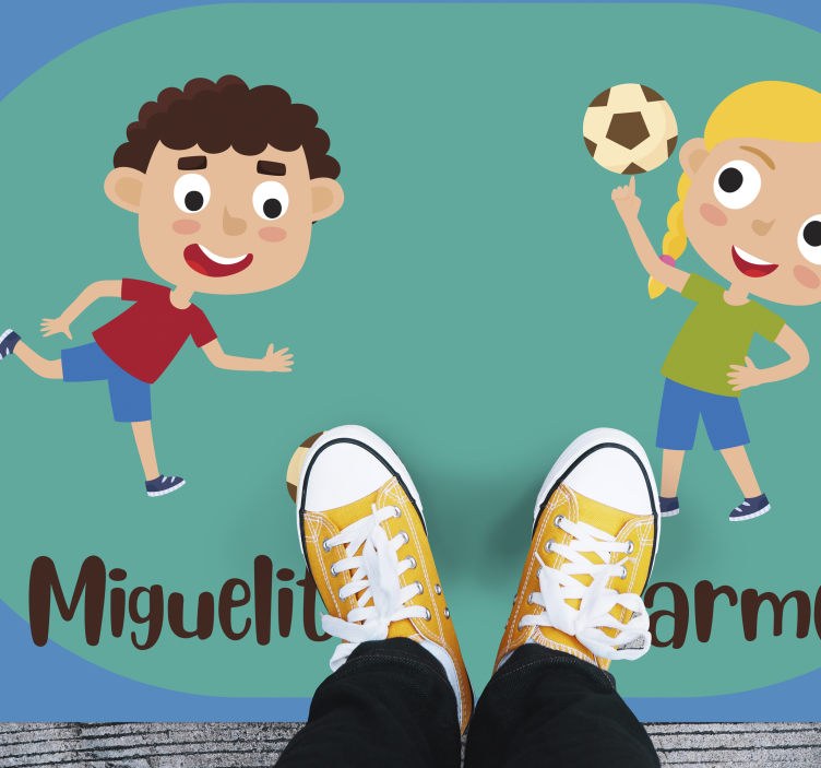 İsimli futbol oynayan çocuklar pvc halı - TenStickers