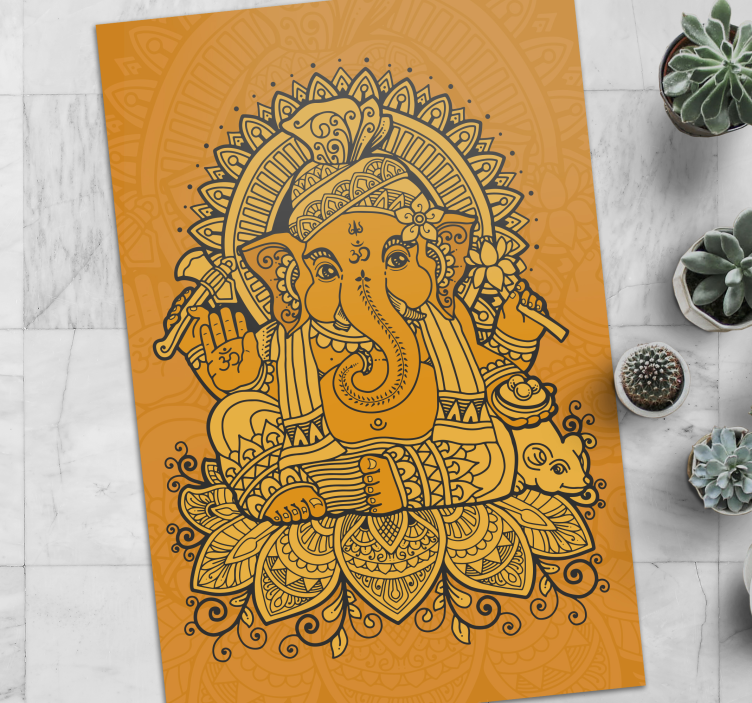 Ganesh illüstrasyonu etnik pvc halı - TenStickers