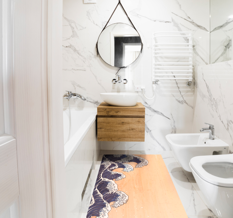 Geleneksel japon dalgası vinil halı - TenStickers