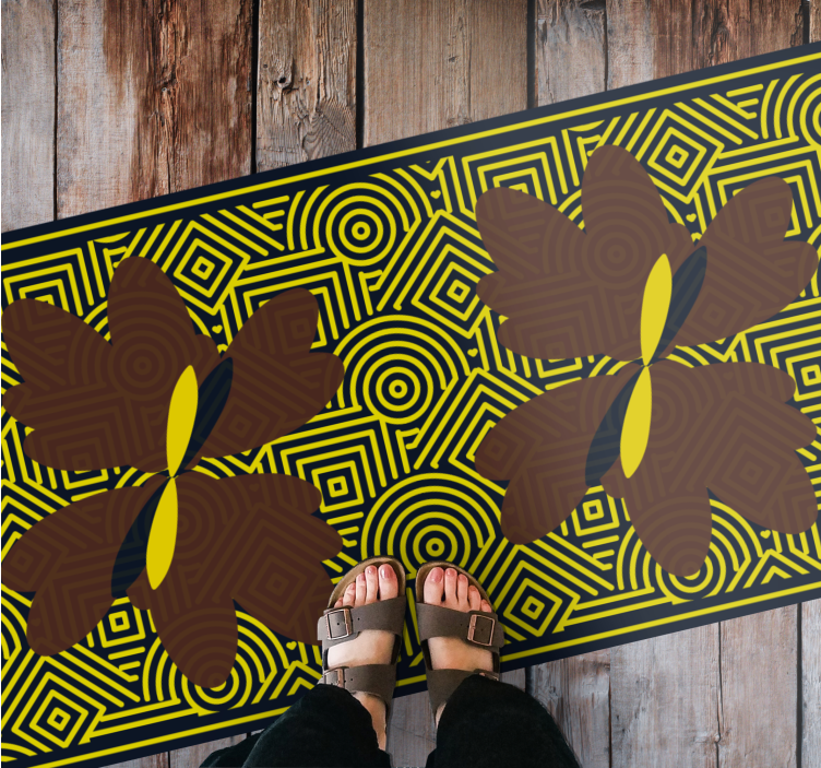 Geometrik çiçek kontrastı geometrik pvc halı - TenStickers